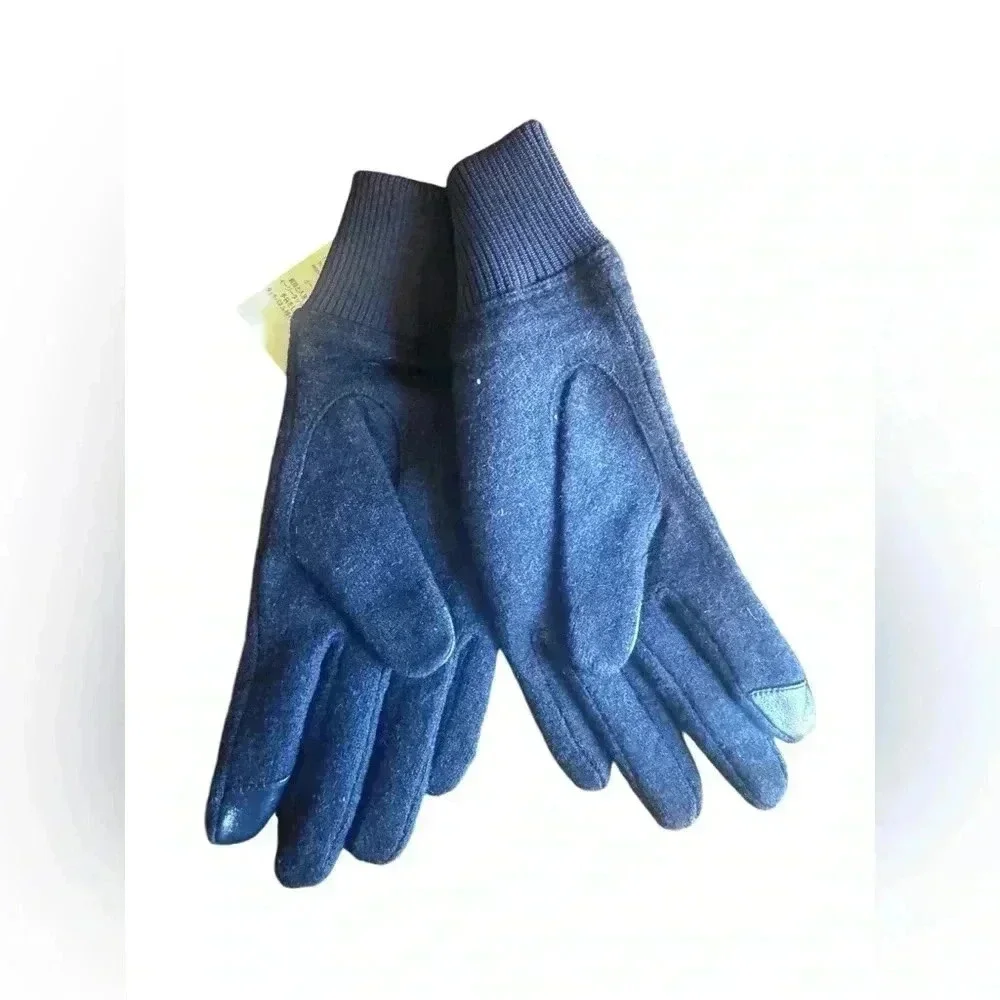 LANDS' END WOMEN'S EZ TOUCH SCREEN WOOL GLOVES Blue L